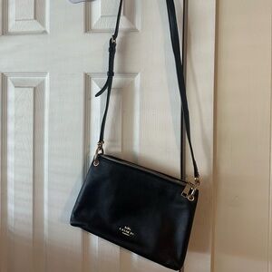 Black Leather Crossbody Bag (Coach)